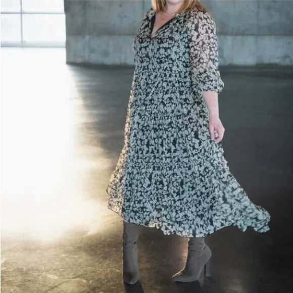 Dakari Floral Dress Black & White × 1 Large - Picture 4 of 4